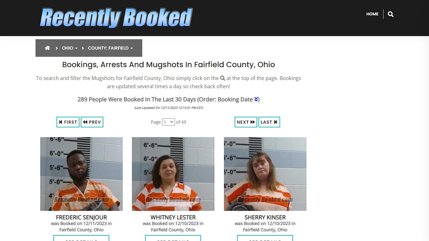 Recent bookings, Arrests, Mugshots in Fairfield County, Ohio